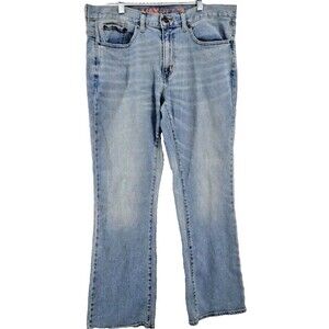 Urban Pipeline MaxFlex Men's Jeans 34 x 30 Bootcut Blue Denim Distressed Faded